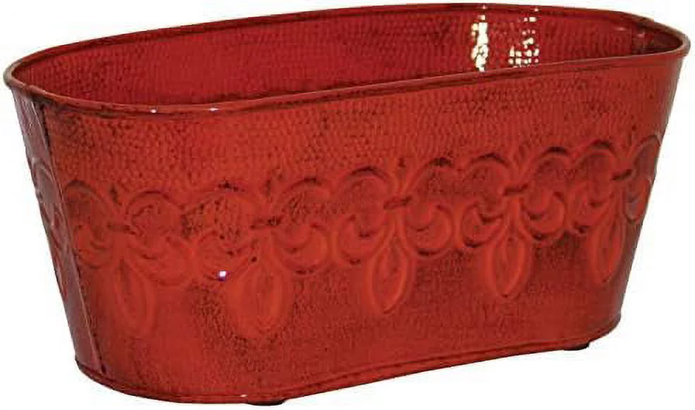 MPT01895 Fleur De Lis Series Metal Oval Planter Flower Pot, 10