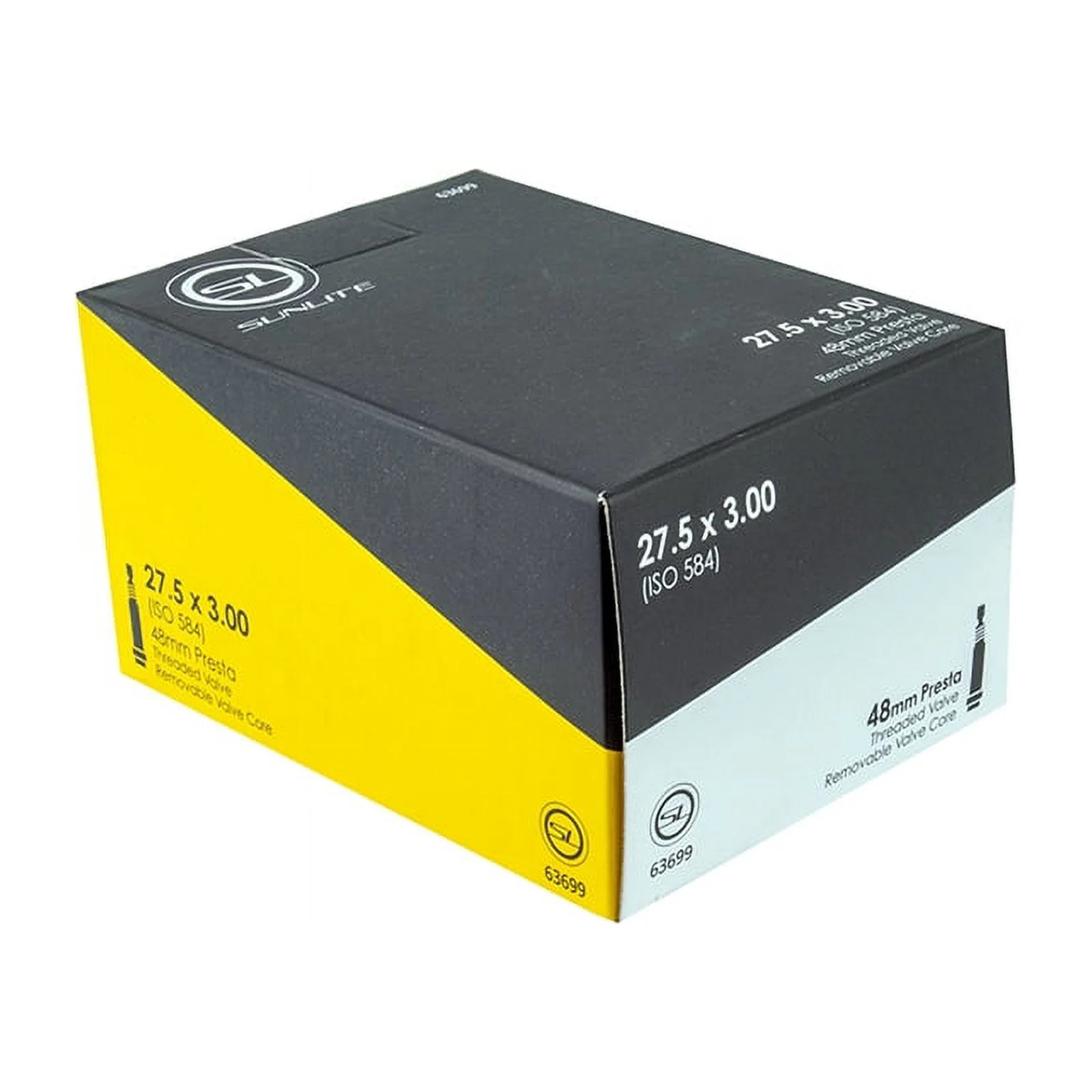 Sunlite Standard Presta Valve Tubes Sunlt 27.5x3.0 Pv48/thrd/rc Ffw81mm