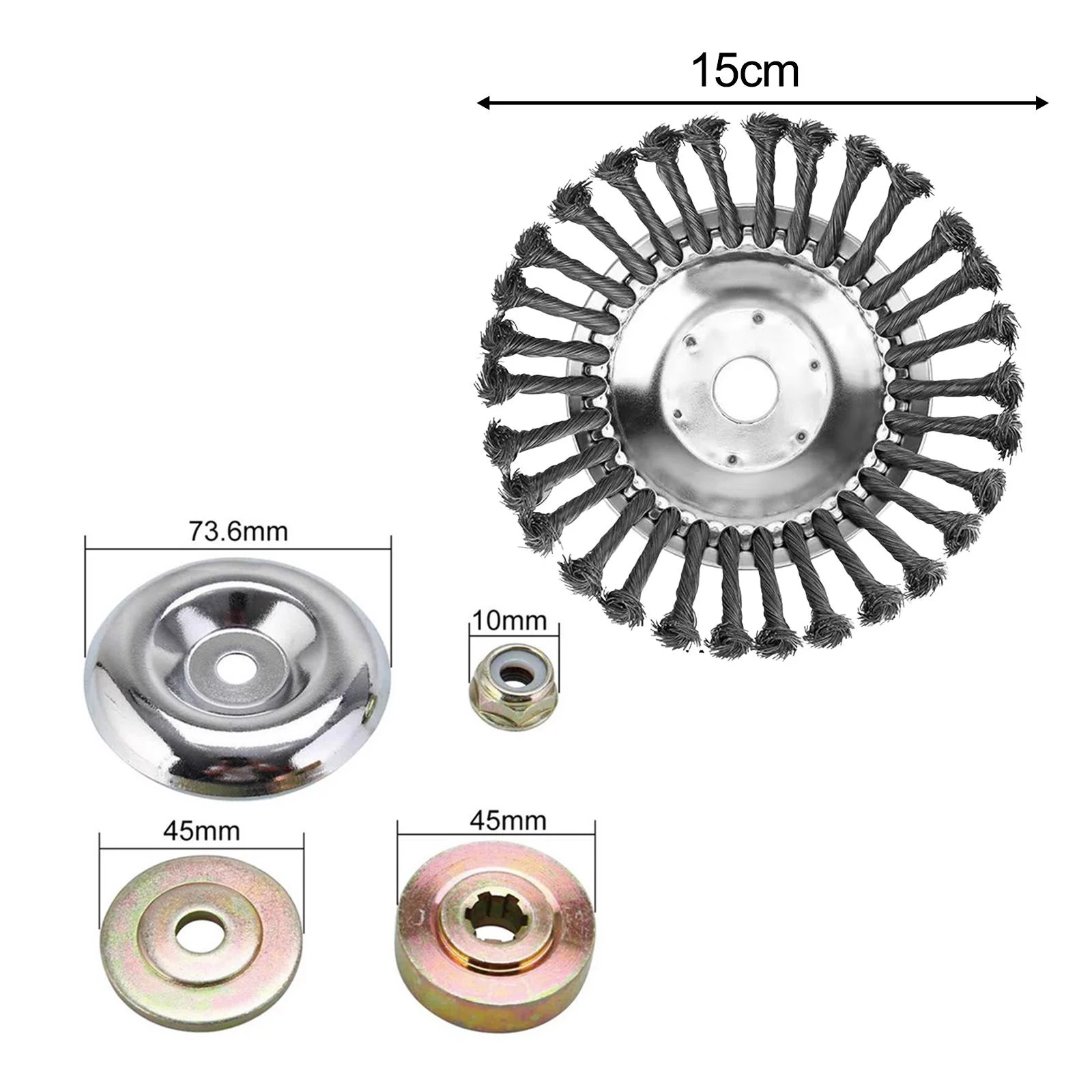 Rotary weeds Brush Joint, Grass Rust Removal, Garden Power Tools, Steel Wire Brush Cutter Strimmer Head 6inch