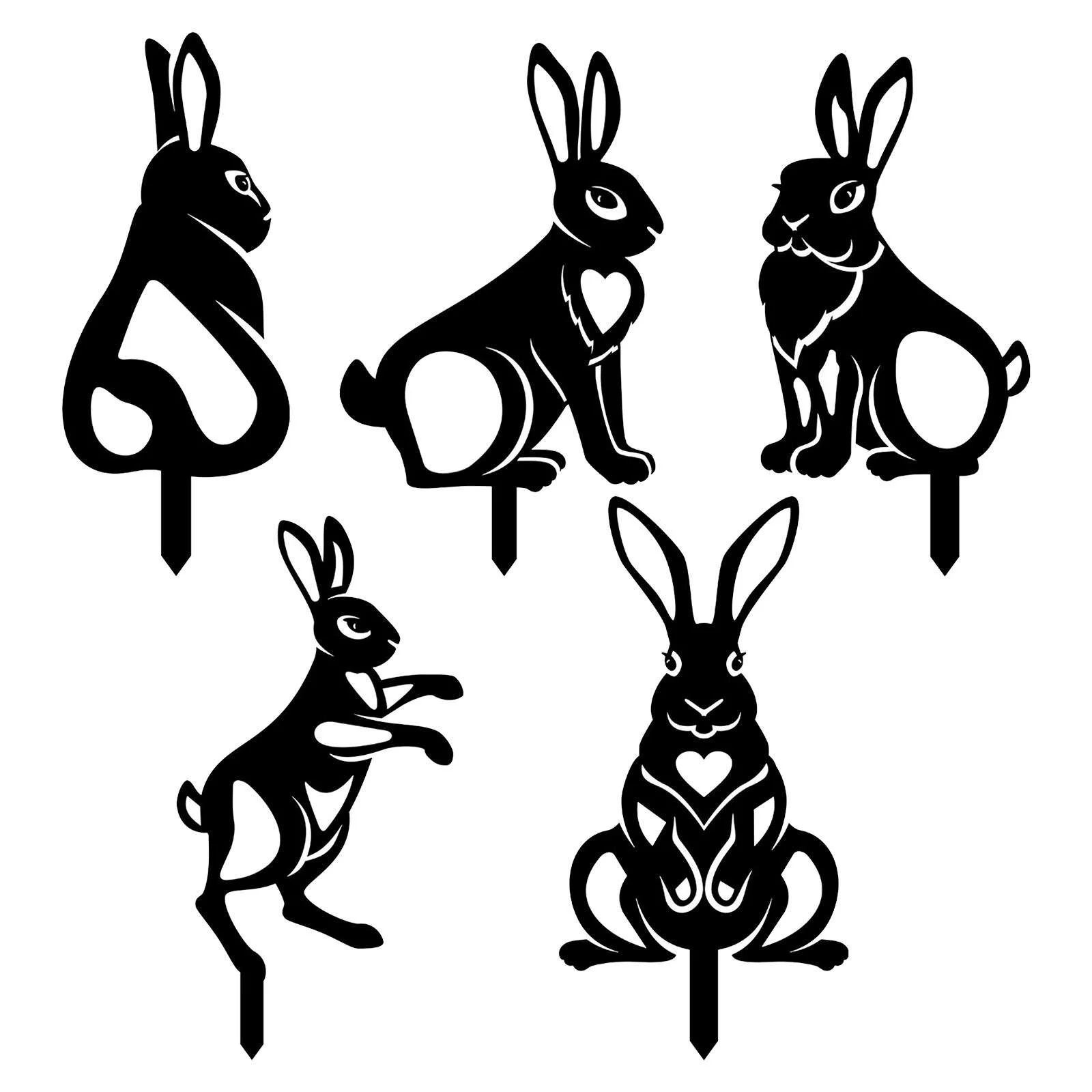 iju7gthy Gardening Supplies Starting Trays 4th of July Party Easter Garden Easter Egg Rabbit Ground Insertration Acrylic Hollow Animal Figurines Insert Black1