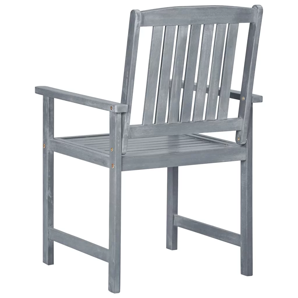 Walmeck Patio Chairs with Cushions 2 pcs Gray Solid Acacia Wood