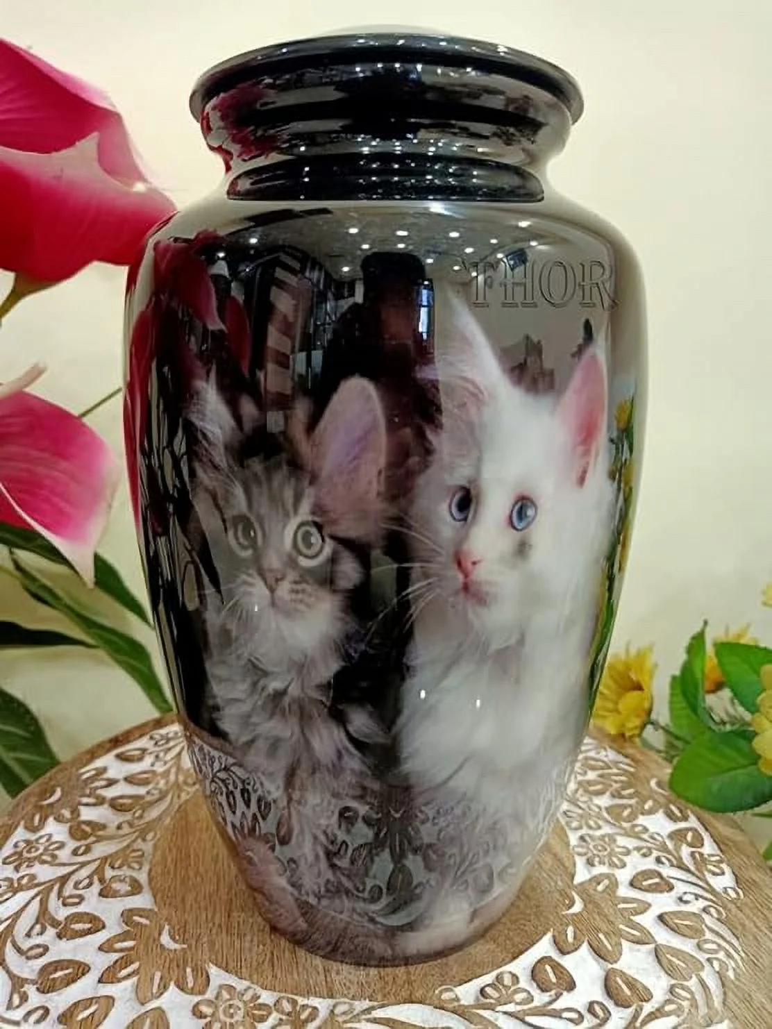 Urns for Human Adults Cremation Ashes Urn/with Beautiful Urn for Cat Ashes Funeral Burial Memorial Carefully Completely Handcrafted with Black Finish Rustic Vintage Home Decor Gifts