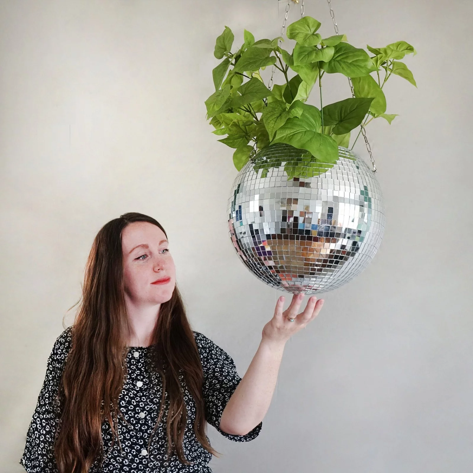 Moonsky Disco Ball Plant Hanger Mirror Hemisphere Planter Hanging Basket Hanging Pot