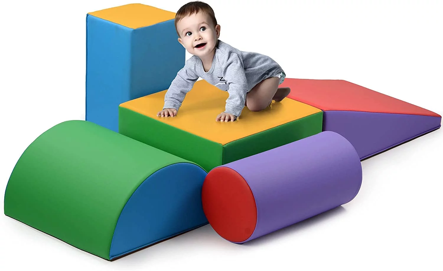 Climb and Crawl Foam Activity Play Set for Toddlers - 5 Piece Soft Zone Climbing Blocks Lightweight Foam Shape Toy Play22Usa