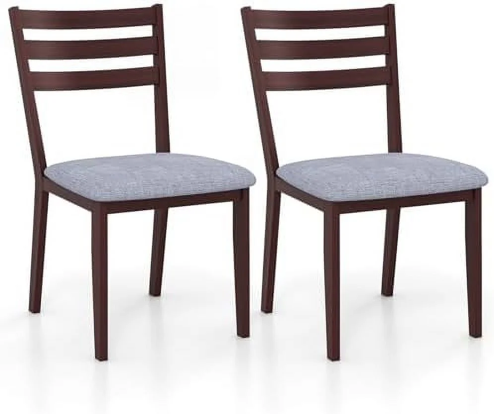 QYFZBIM Wood Dining Chairs   Upholstered Kitchen Chair with Solid Rubber Wood Frame  Armless Wooden Dining Side Chairs with Cushion Seat  Farmhouse High Ladder Dining Room Chair