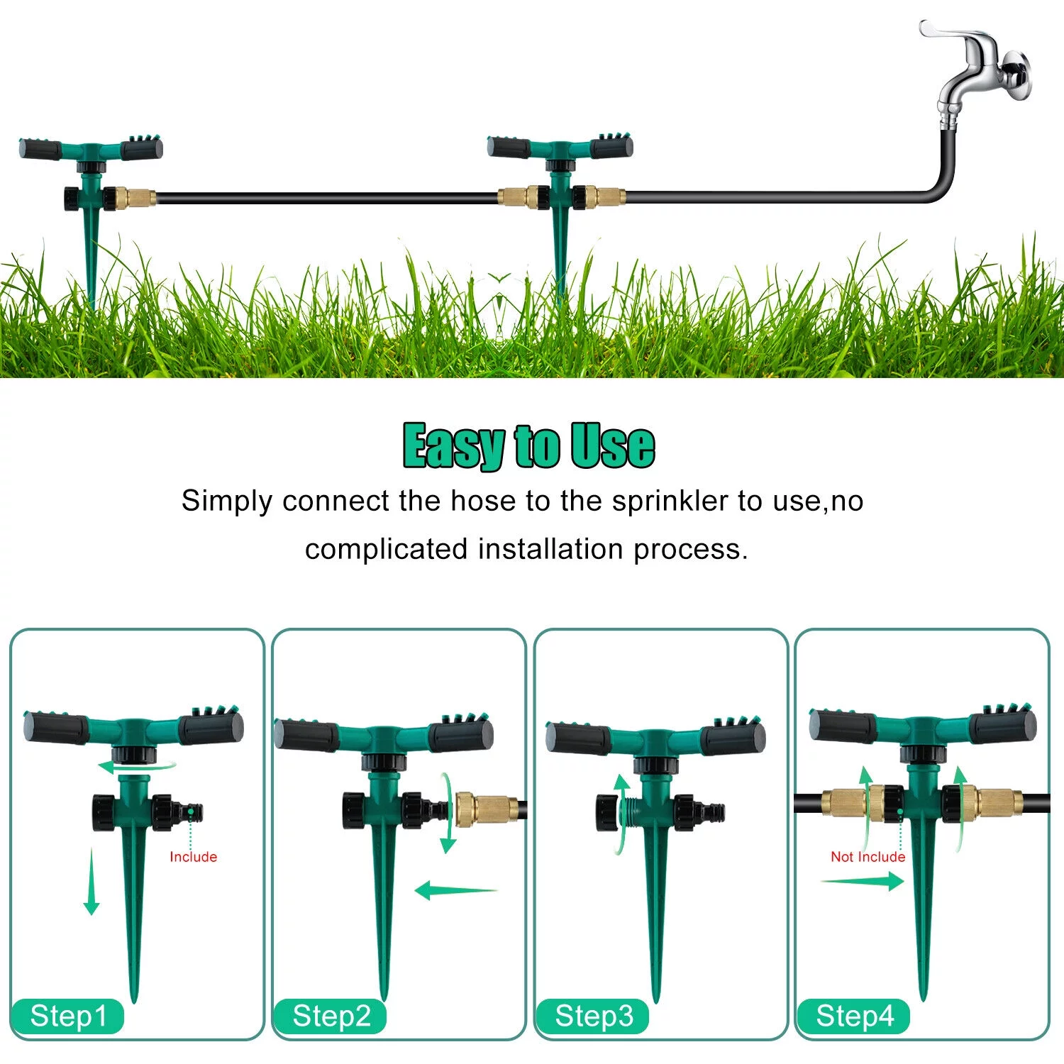 360° Rotation Auto Irrigation System Garden Lawn Sprinkler Patio Save Water USA