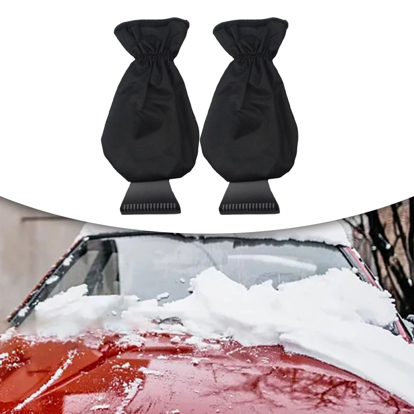 Car Snow Shovel with Gloves Ice Remove Clean Tool black