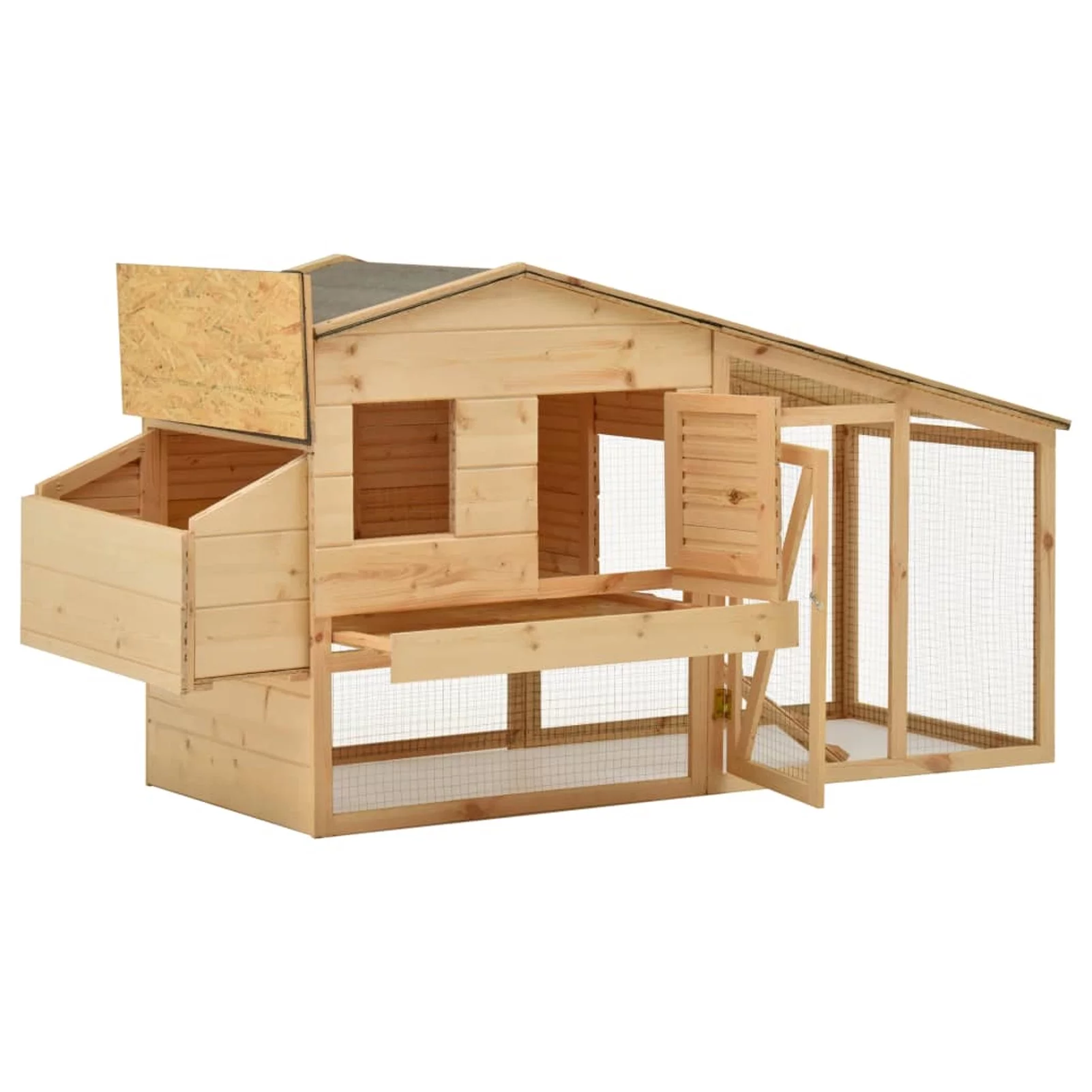 Carevas Chicken Cage Solid Pine Wood 70.1