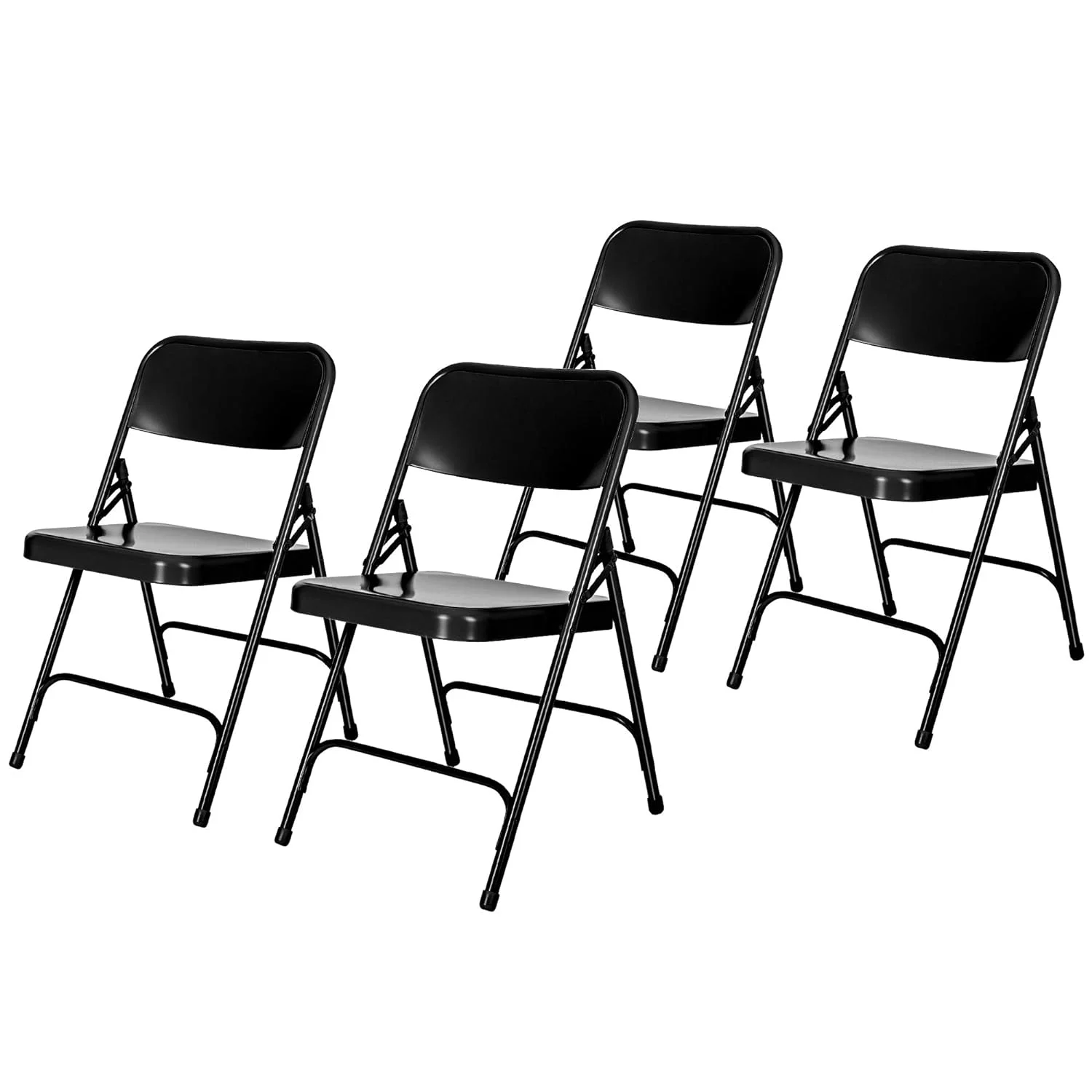 Heavy Duty Double Hinge Steel Folding Chair, Black