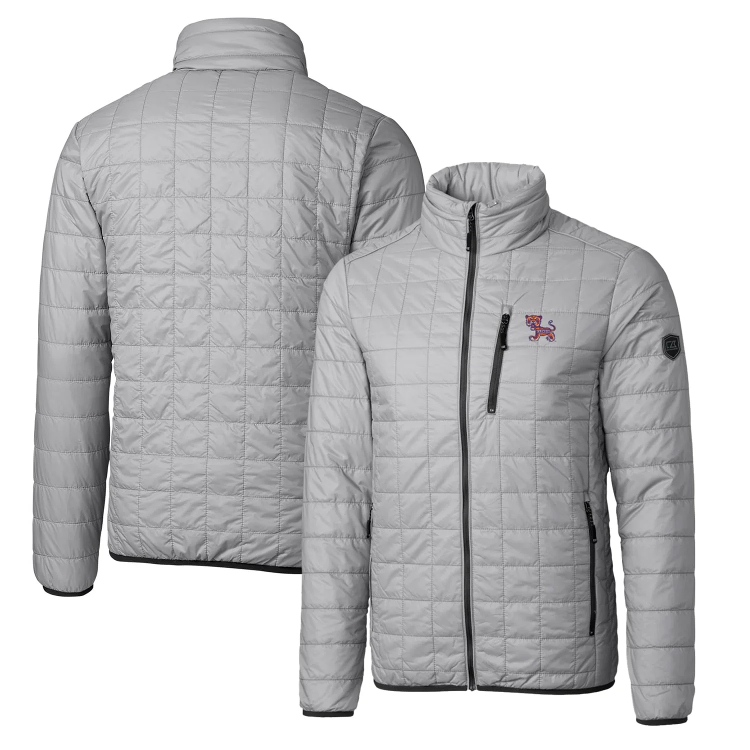 Cutter & Buck Gray Clemson Tigers Primary Team Logo Rainier PrimaLoft Eco Insulated Full-Zip Puffer Jacket