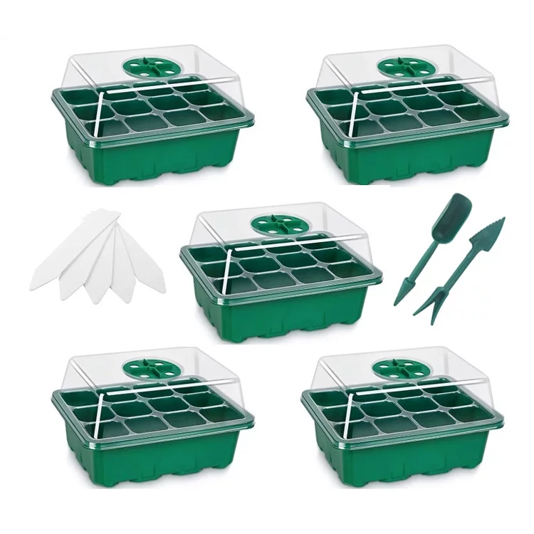 Seed Starter Tray, 10 Pack 120 Cells Thicken Seed Starting Trays Kit with Humidity Dome/Heightened Lids Growing Trays for Greenhouse & Gardens