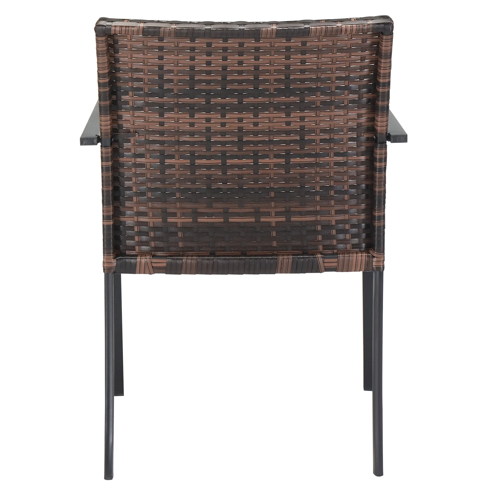 Set of 2 Brown Outdoor Wicker Patio Dining Chairs - Stackable, All-Weather Firepit Armchair with Armrests & Steel Frame for Patio Deck Garden Yard