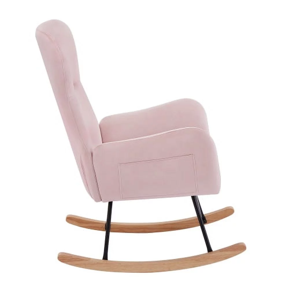 ZJbiubiuHome Pink velvet rocking chair