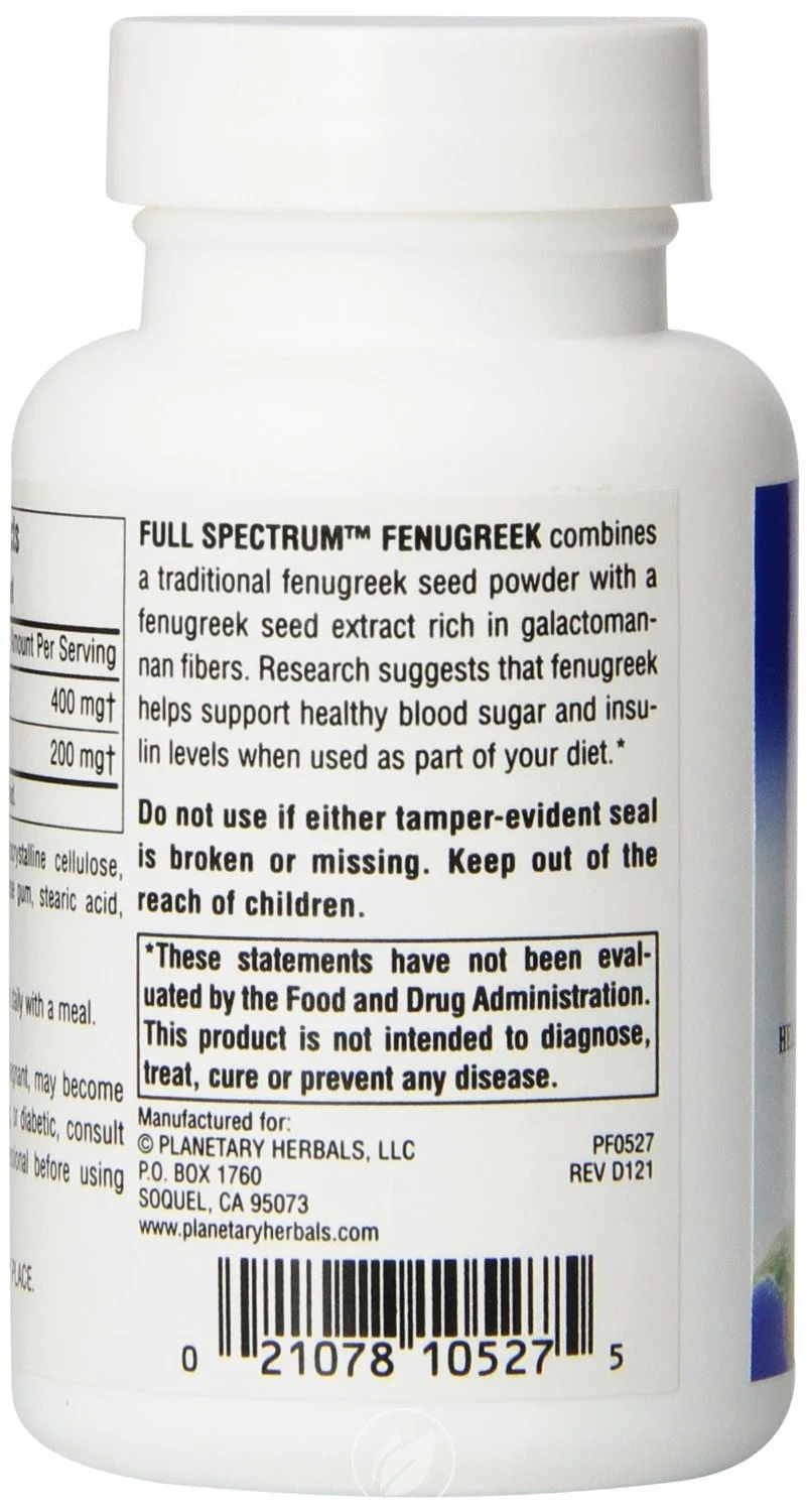 Planetary Herbals Full Spectrum Fenugreek Tablets, 60 Count