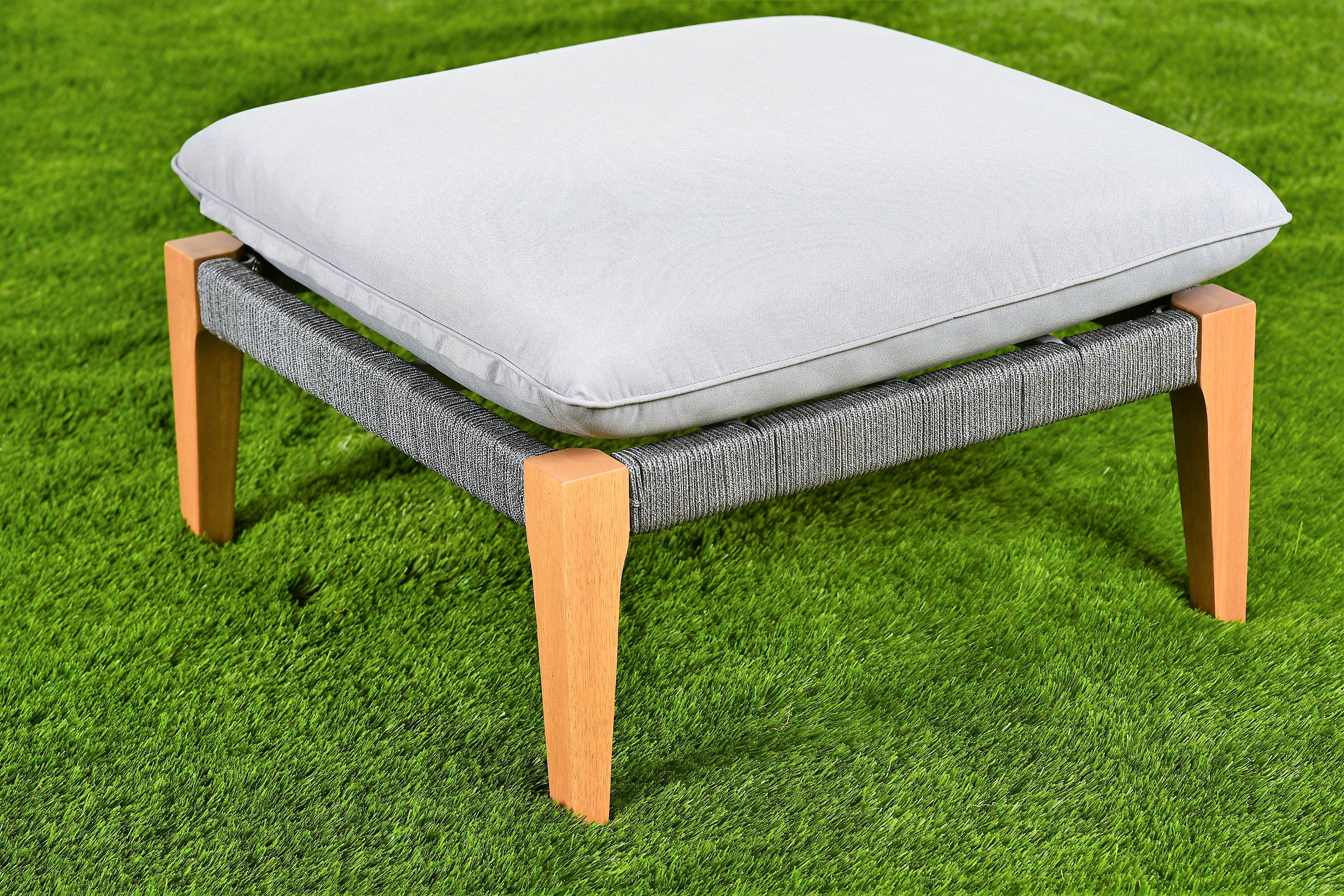 Amazonia Leicester Teak Finish 5 pieces Patio Sectional Set with Weather Resistant Black Cushions