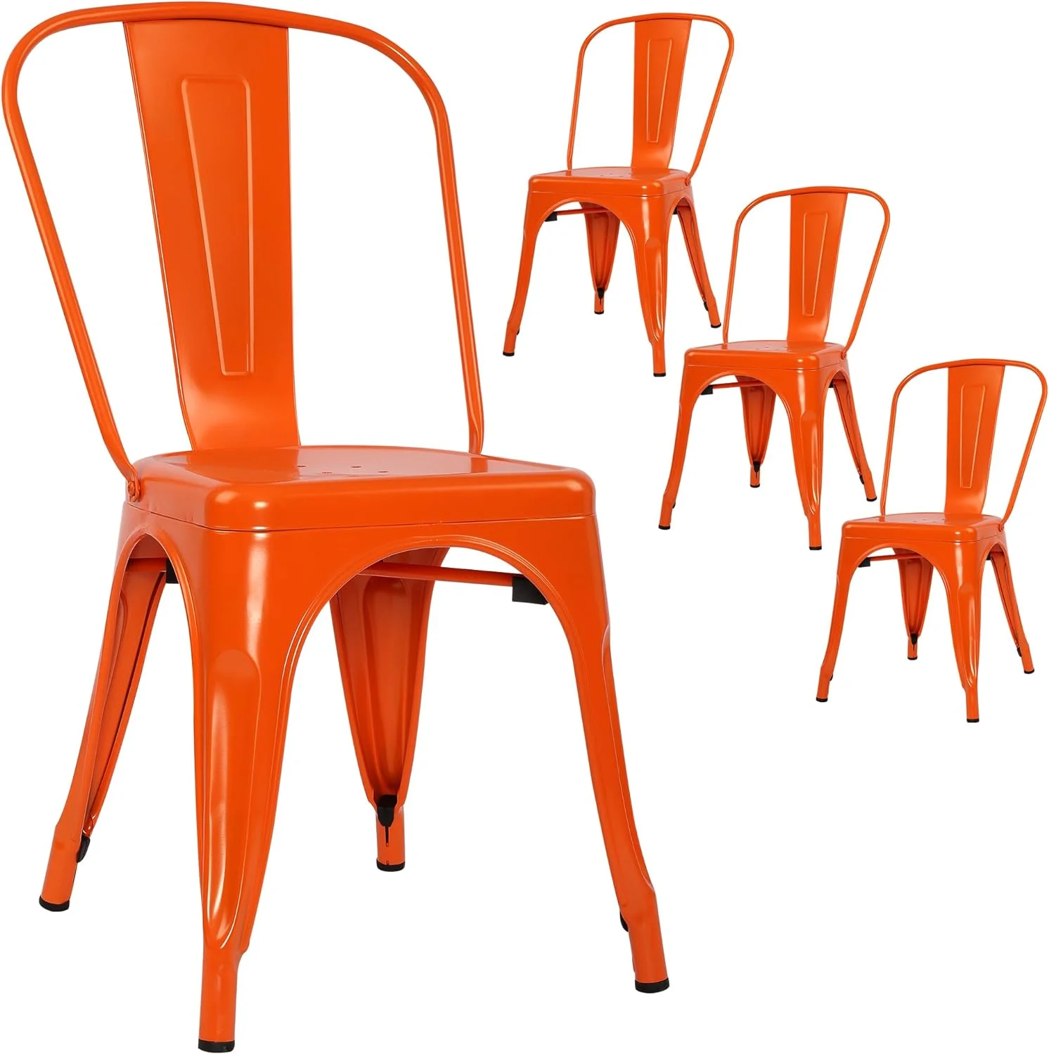 CHIOPKM Patio Dining Chairs Set of 4 Metal Chairs Indoor Outdoor Chairs Stackable Chairs for Kitchen  Dining Room  Bistro and Cafe (Black)