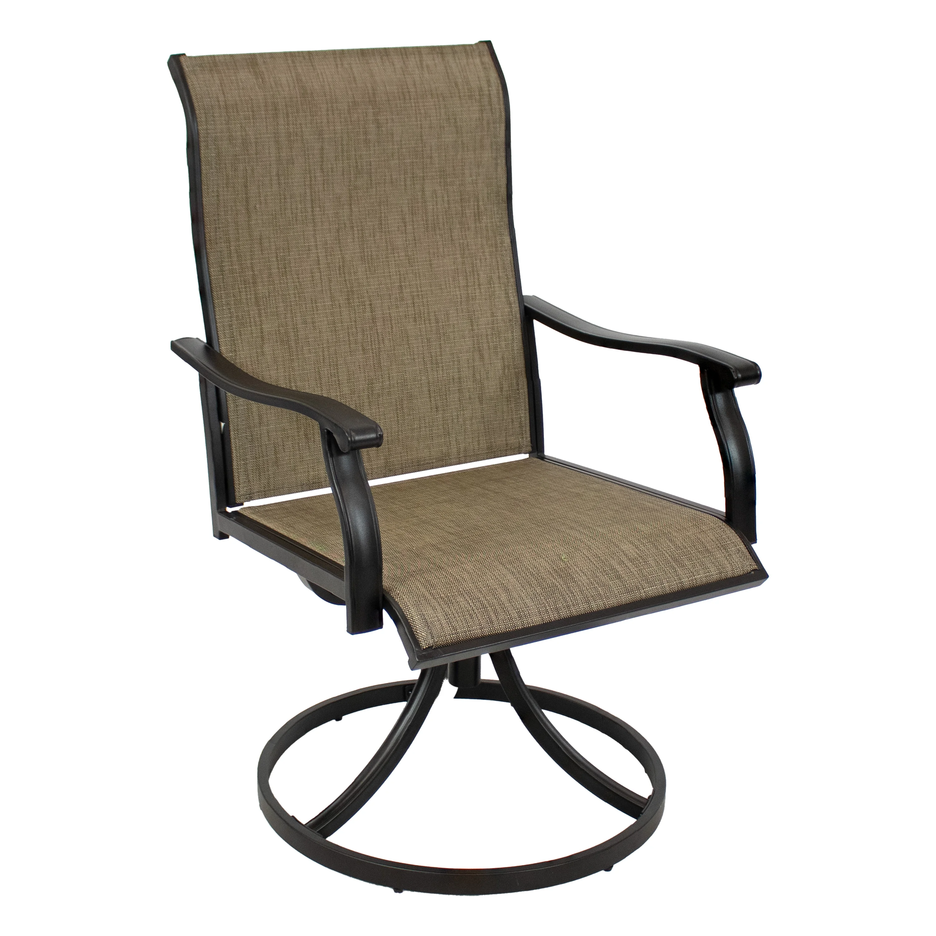 Sunnydaze High Back Swivel Patio Dining Chairs - Brown - Set of 2