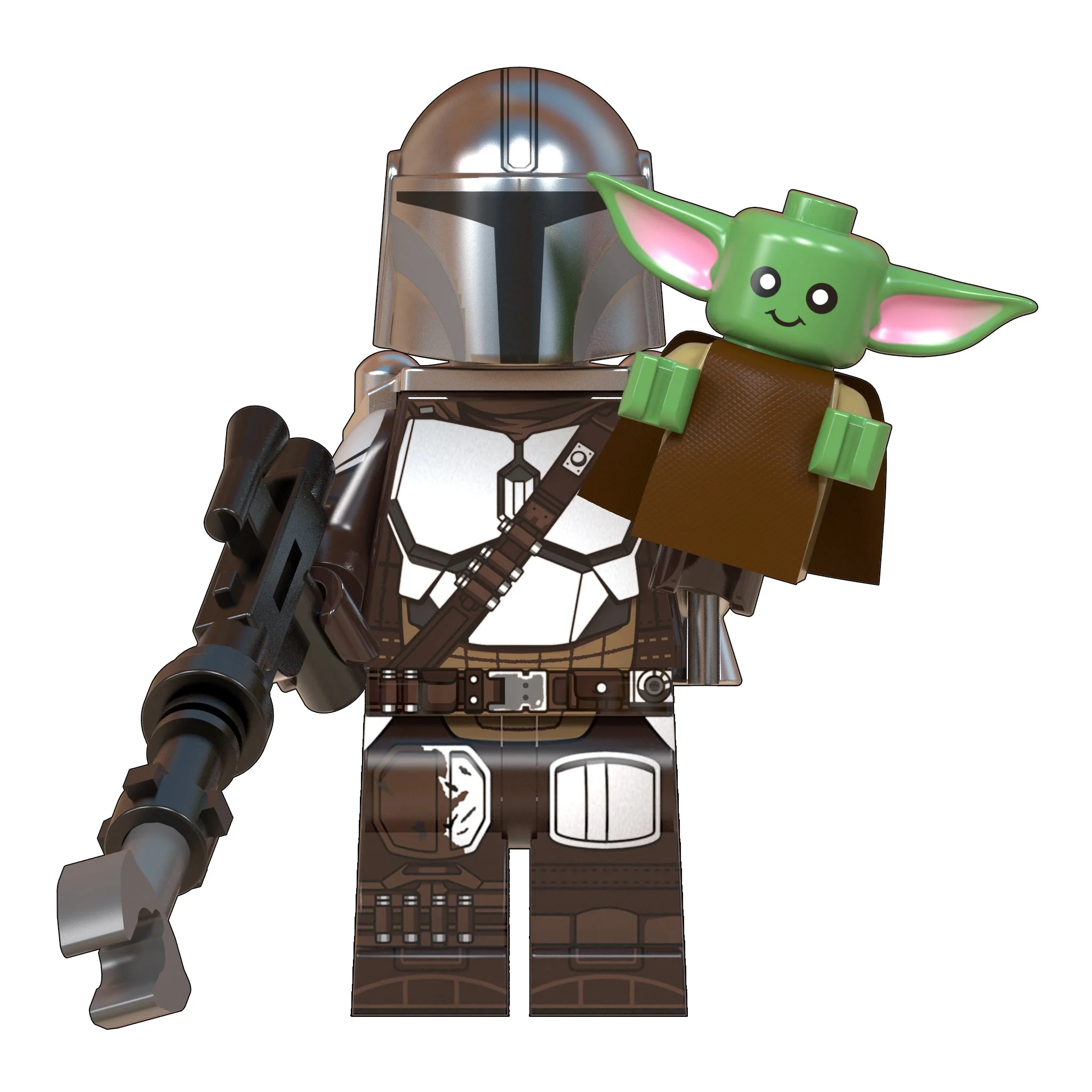 Star Wars Mandalorian and baby Yoda custom minifigure