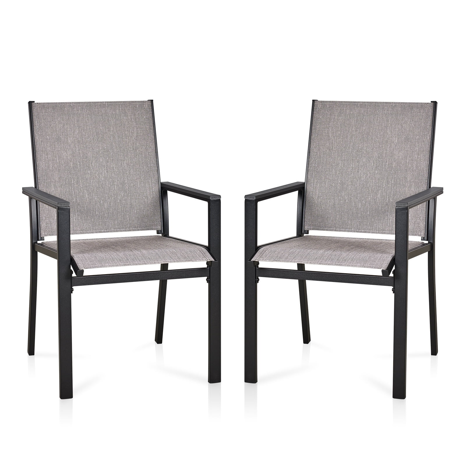 MEOOEM Patio Dining Chairs - Black chair and beige cushion - 31.97 - Enjoy comfort in any weather!
