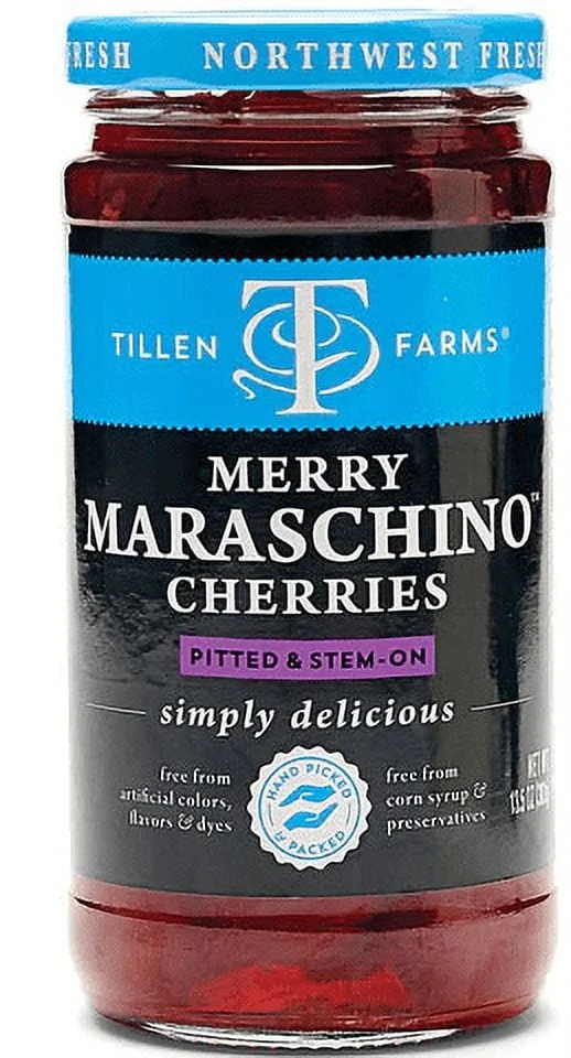 Tillen Farms Merry Maraschino Cherries Pitted & Stem On -- 13.5 oz Pack of 4