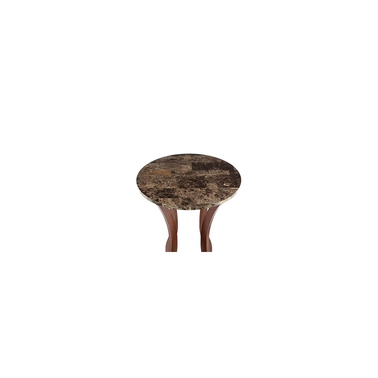 HomeStock Round Marble Top Plant Stand Brown
