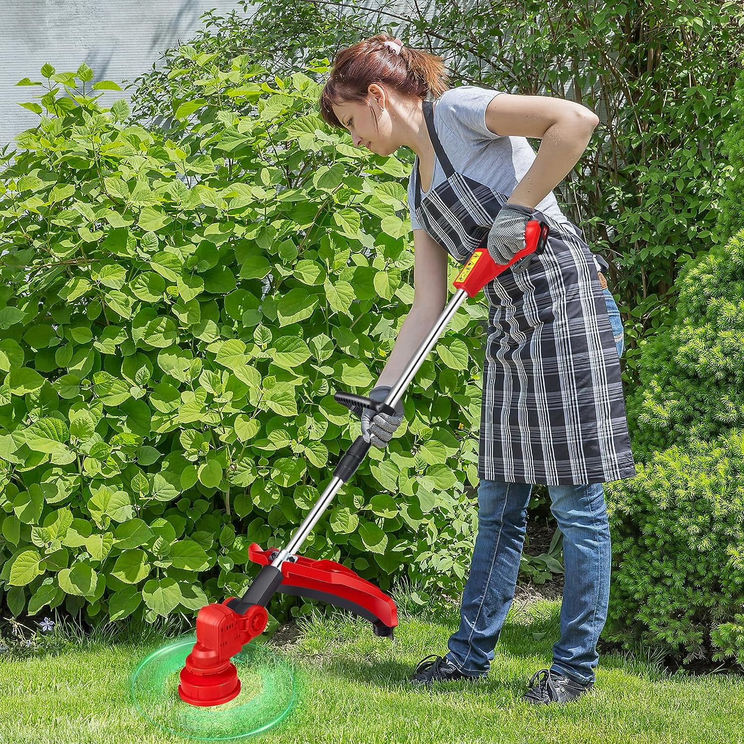 Cordless Weed Wacker, 24V String Trimmer with Auto Line Feed, 2 X 4.0Ah Weed Wacker Battery Operated, Electric Weed Eater with 4 Pcs Grass Cutter Spool Line