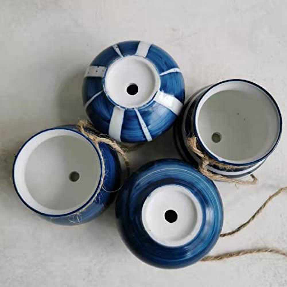 Hanging Plant Pots, Hanging Planters, 4pcs/Set Bright Pastel Ceramic Hanging Flower Pots Set for Garden Home Wall Decoration(Pattern Random)