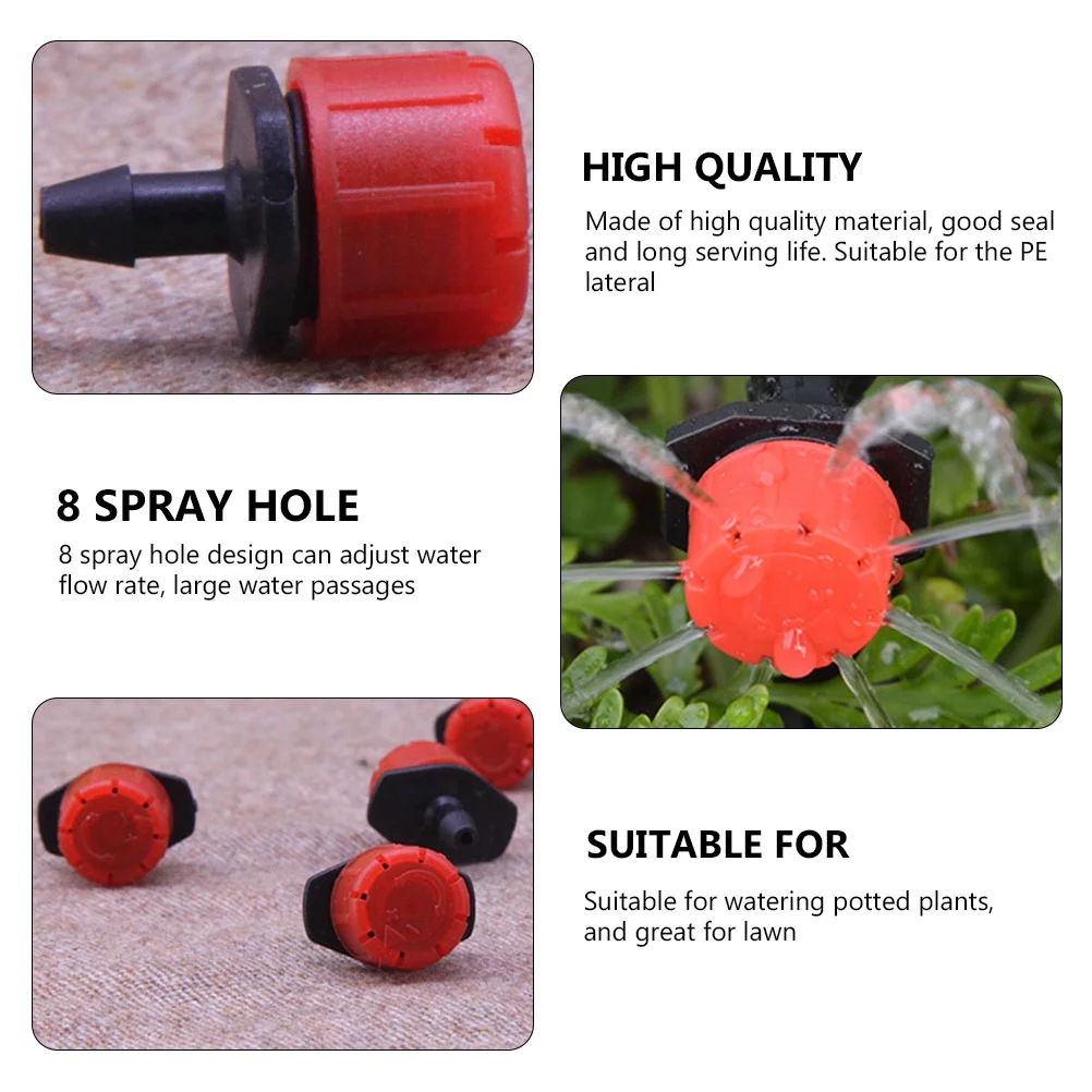 Gongxipen 100PCS Flow Adjustable Dripper Irrigation Small Red Dripper Small Drip Head