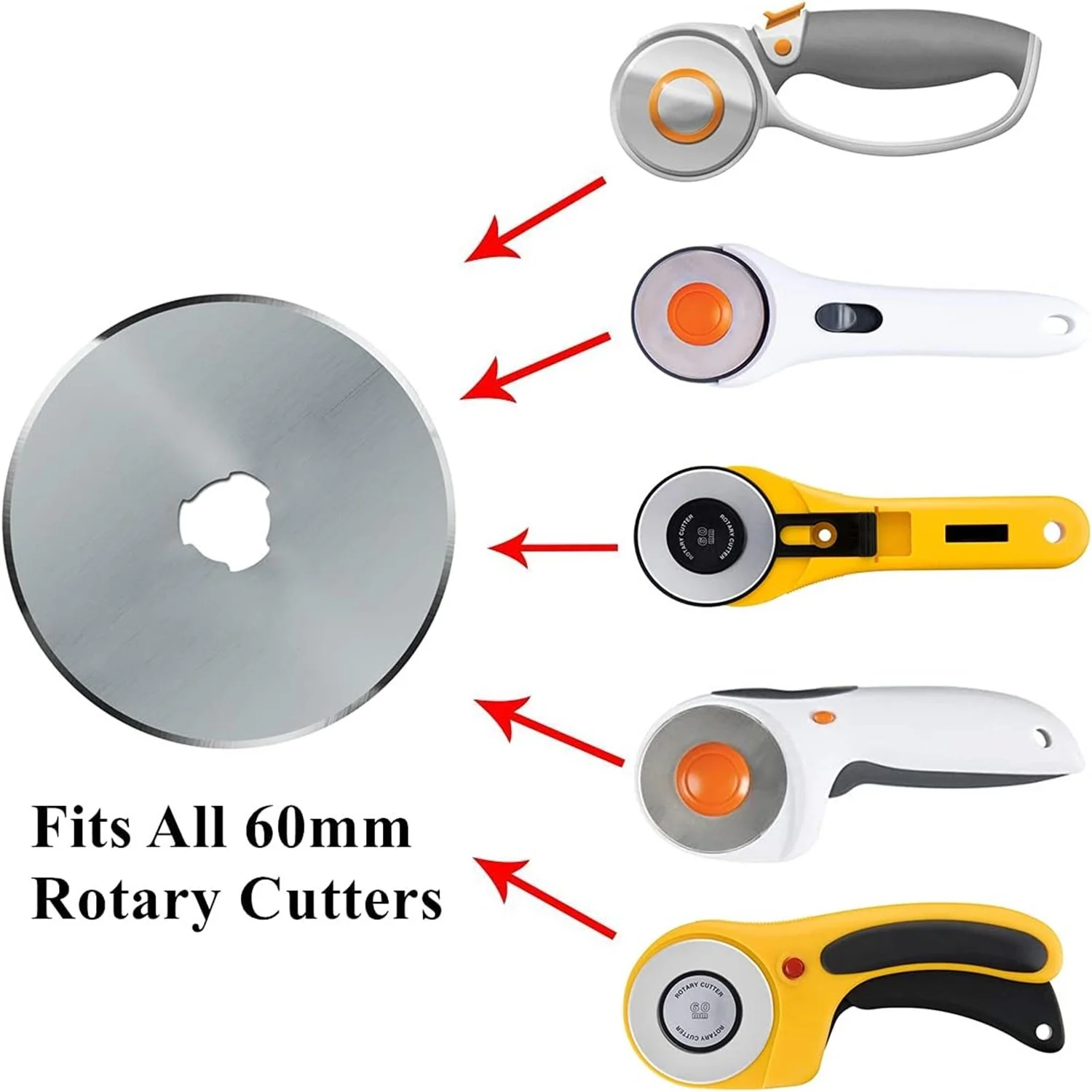 45mm Rotary Cutter Blades 5 Pack, Replacement Rotary Blade for Arts Crafts Quilting Scrapbooking Sewing, Sharp and Durable