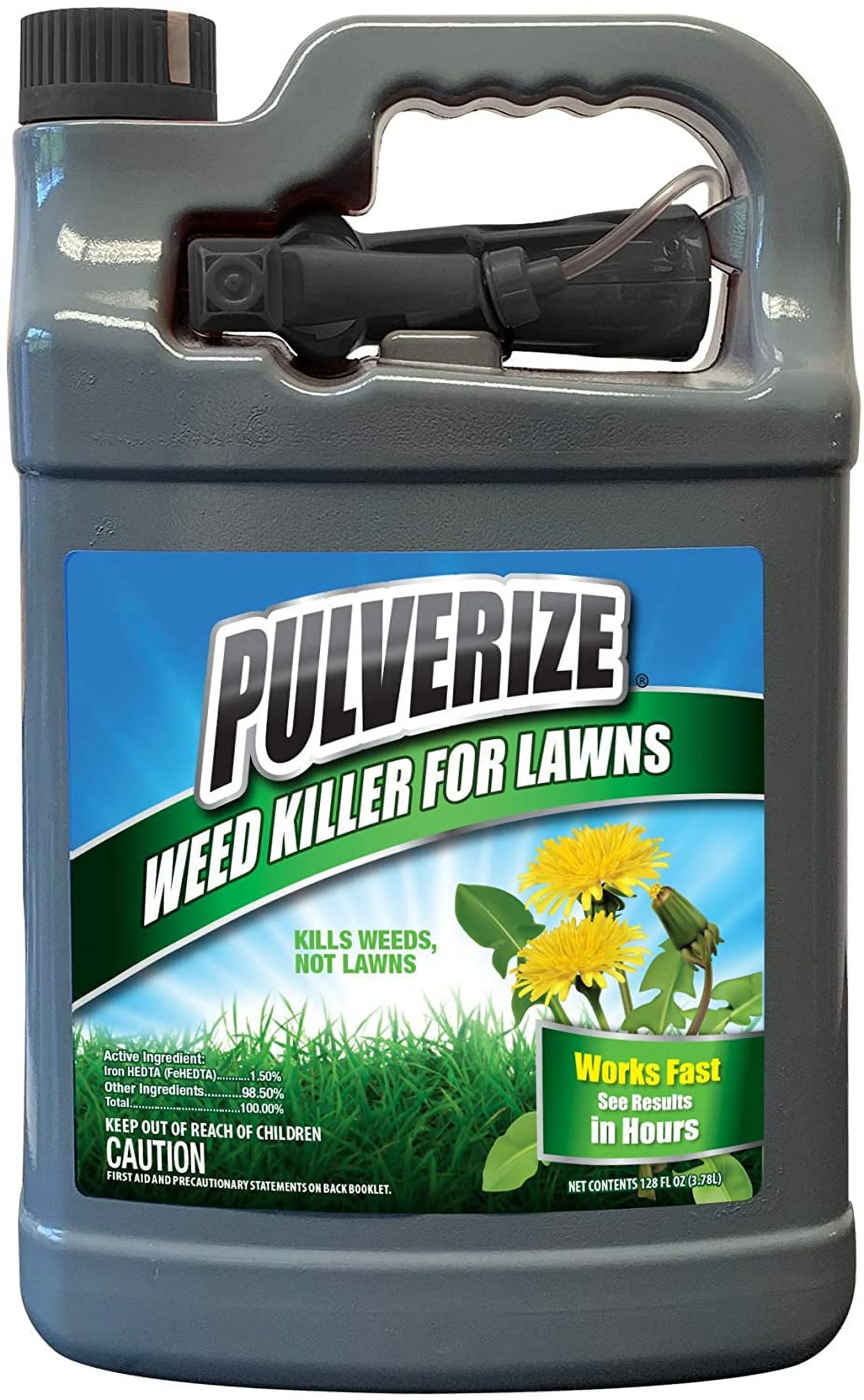 Pulverize Weed Killer for Lawns, 1 Gallon Ready-to-Use with Nested Trigger