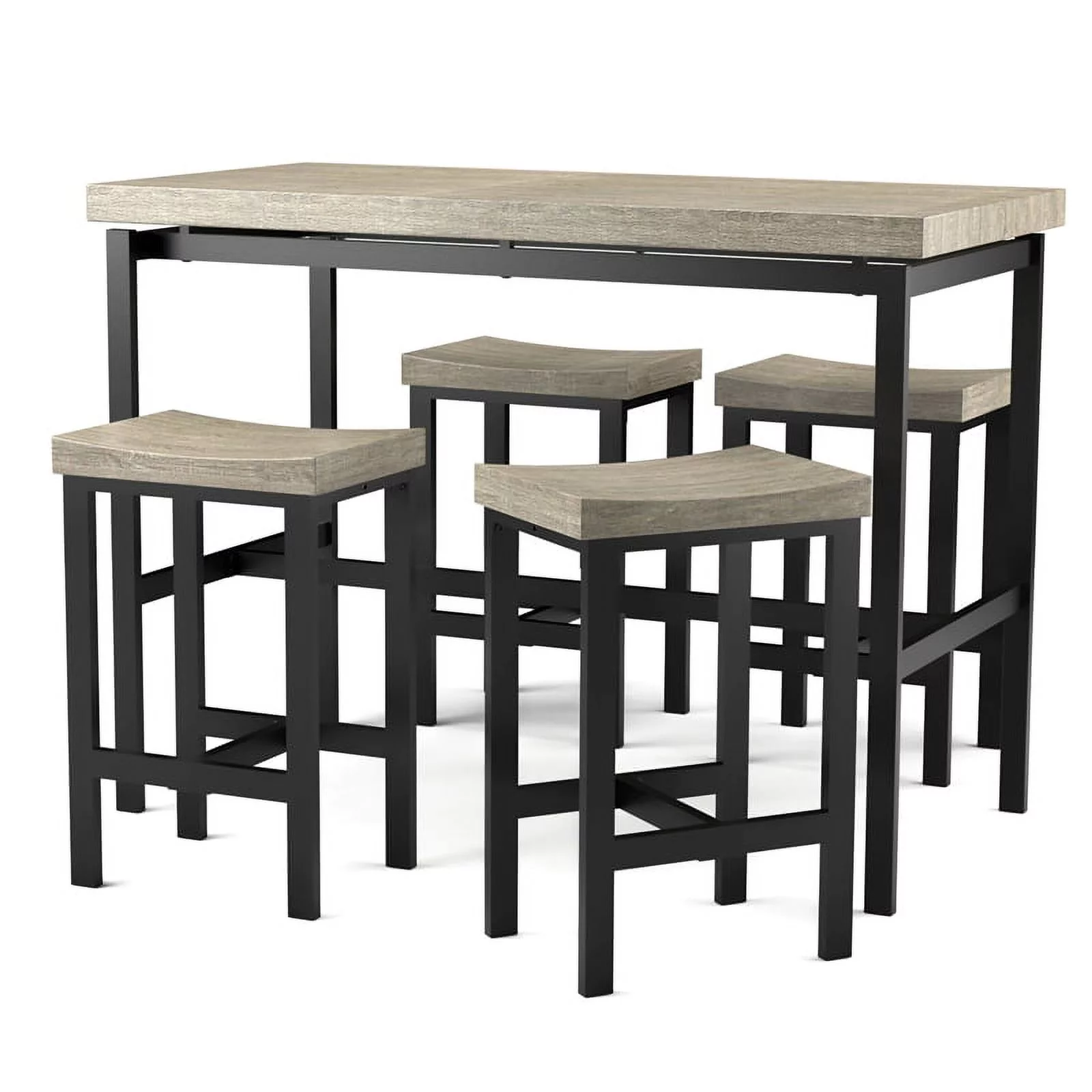 Furniture of America Sammiah Metal 5-Piece Counter Height Table Set in Gray