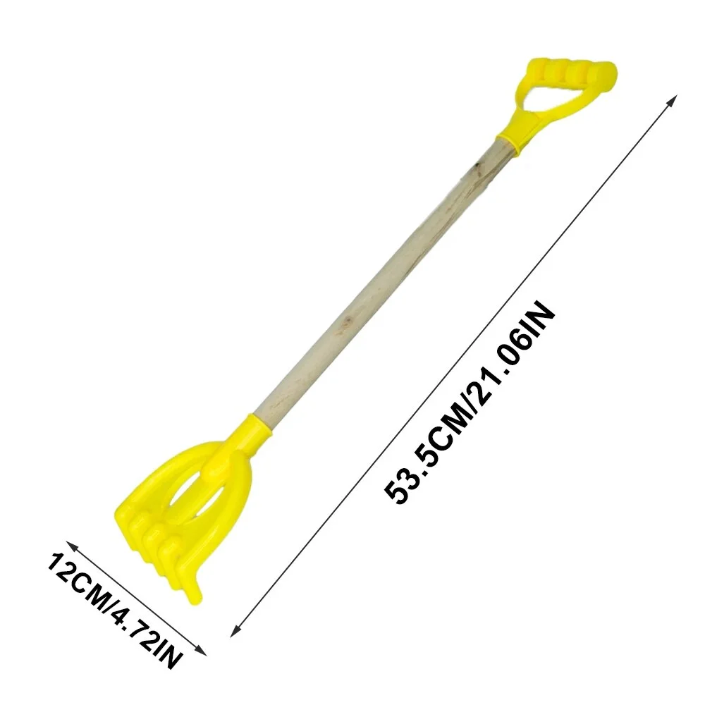 21 in Wooden Beach Sand Shovels Toy For Kids Adults Beach Spade Rake Garden Tools Summer Outdoor Digging Snow Beach Shovels Gift Yellow-Sand Rake