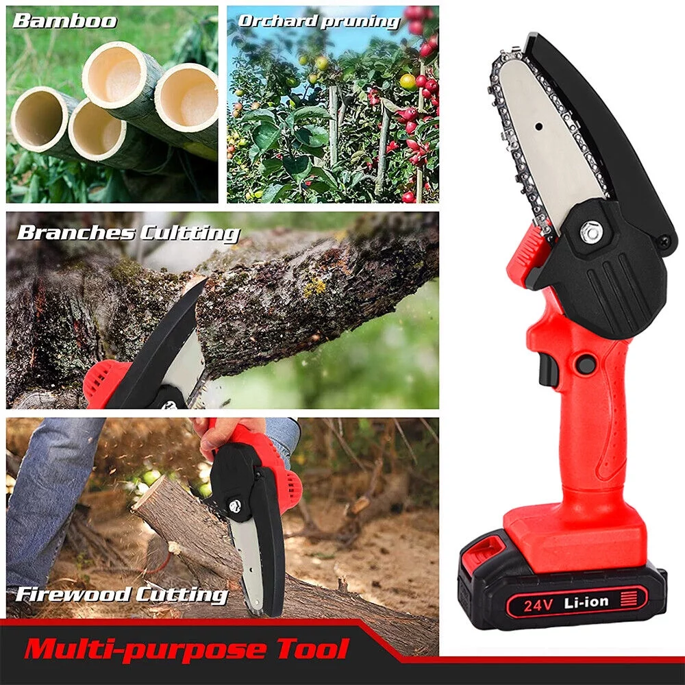 KingFurt Cordless Mini Chainsaw - Powerful & Precise Cutting, One-Handed Operation, Ideal for Wood Trimming and Garden Work