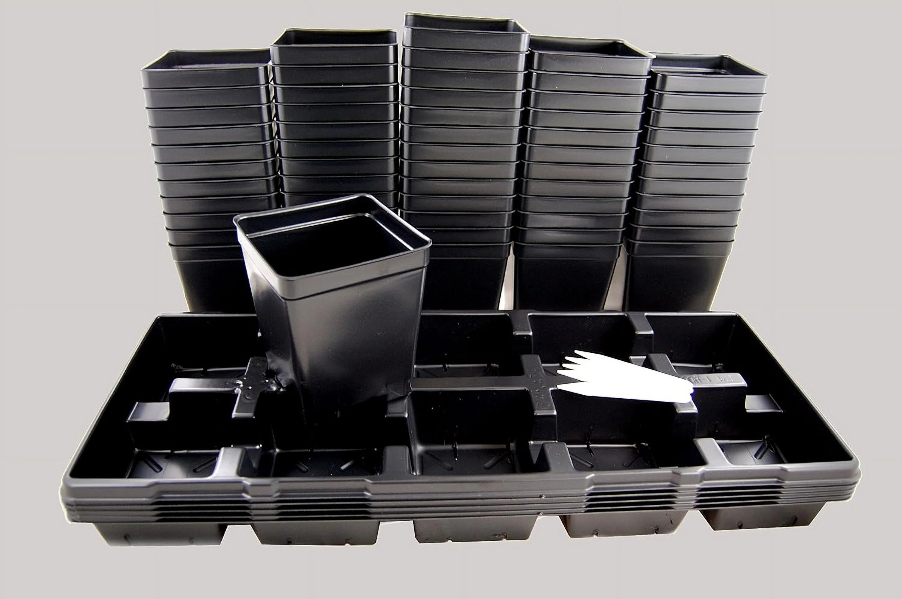 60 Pots, 5 Trays, 5 Plant Labels - Great For Vegetables/Flowers/Herbs- By Growers Seed Starting