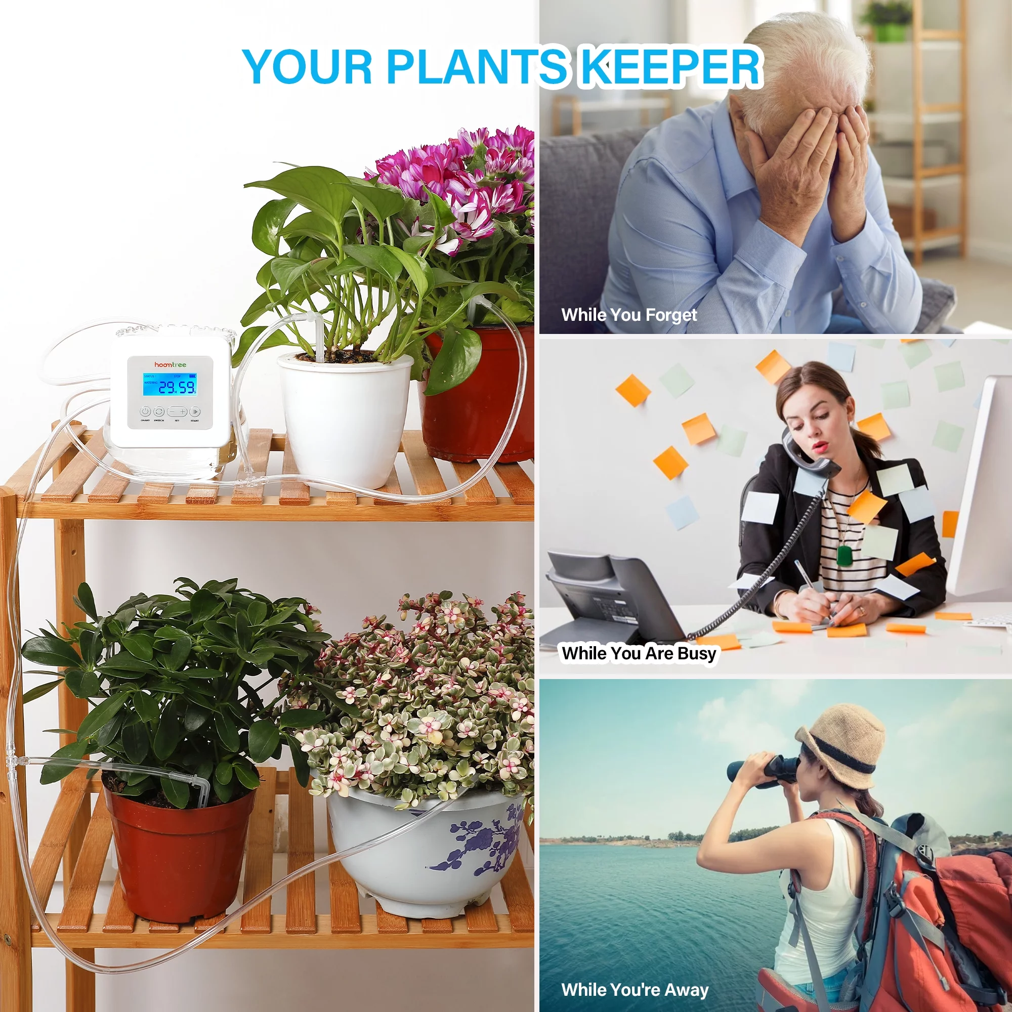 HOOMTREE Automatic Watering System for Potted Plants, House Plants Drip Irrigation Kit, Automatic Plant Waterer with Smart Programmable Timer, Ideal for Indoor Plants While on Vacation