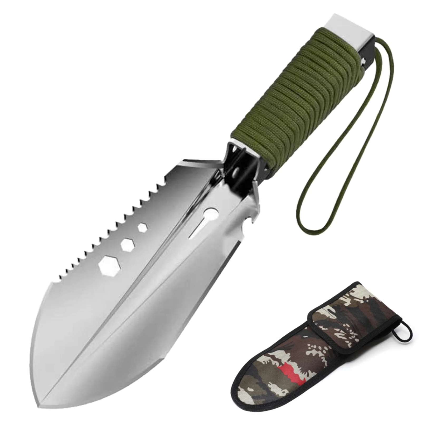 Radirus 8 in 1 Camping Shovel, Portable Hand Shovel with Storage Pouch for Outdoor Survival