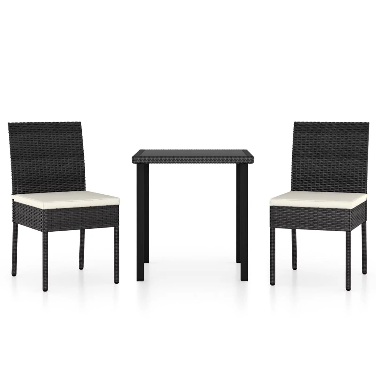Suzicca 3 Piece Patio Dining Set Poly Rattan Black