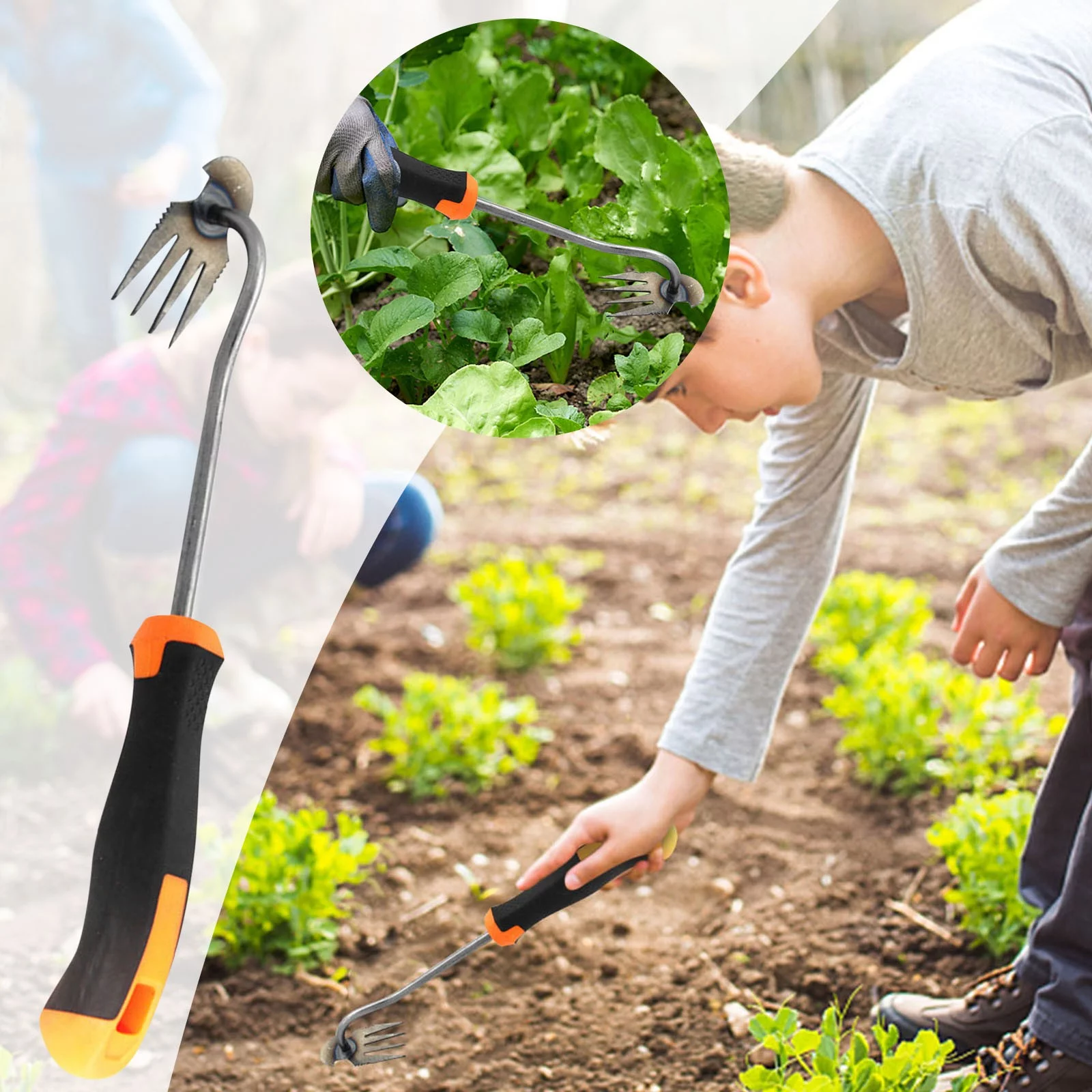 iju7gthy Flags for Outside 3X8 Heavy Duty All Weather 4th of July Party Weeding Artifact Root Weeding Tool Steel Weeder 4 Teeth Dual Weeder High Strength Hand Weeding Tool for Garden