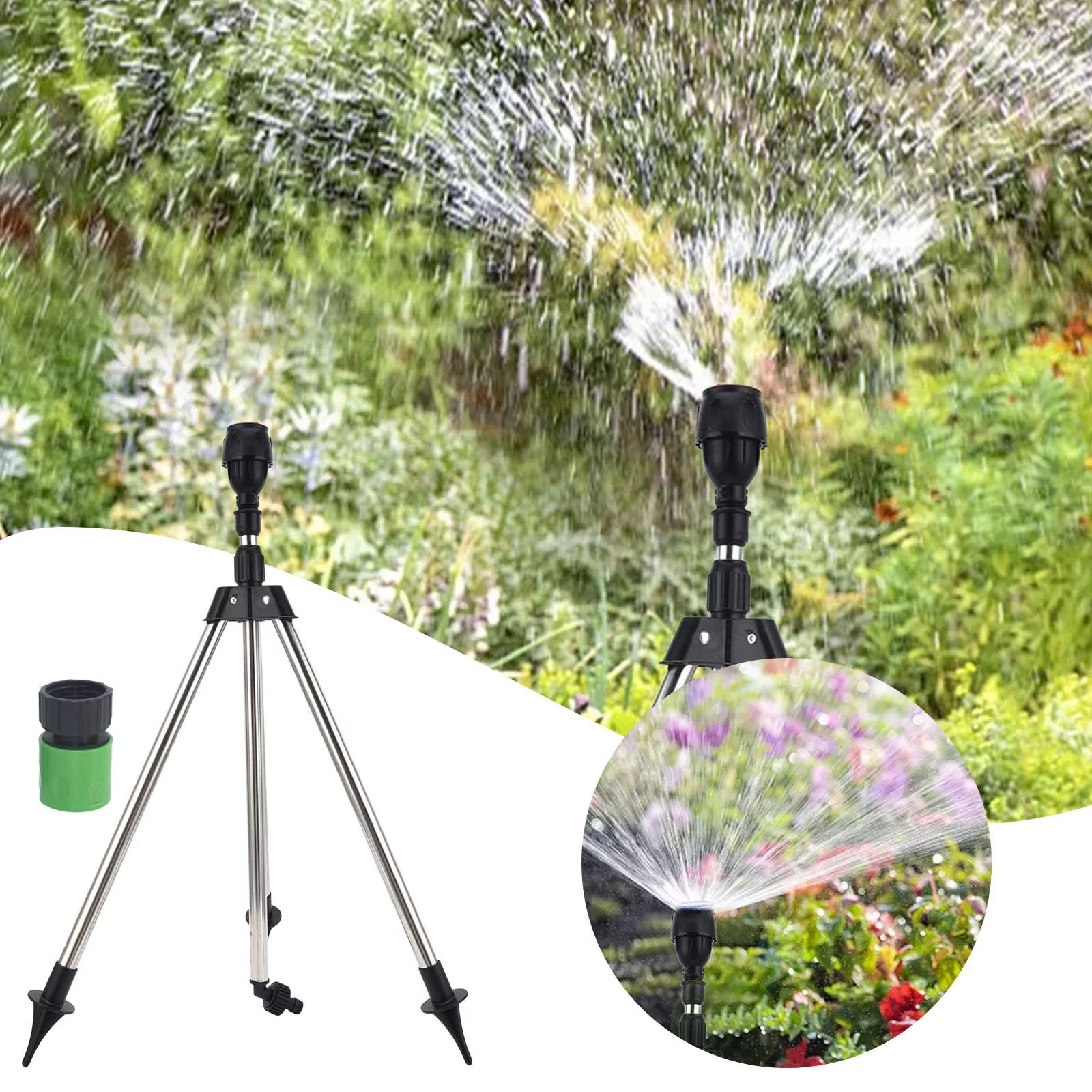 Rotating Tripod Sprinkler 360 Automatic Rotating Irrigation Watering Sprinklers Telescoping Tripod Sprinkler