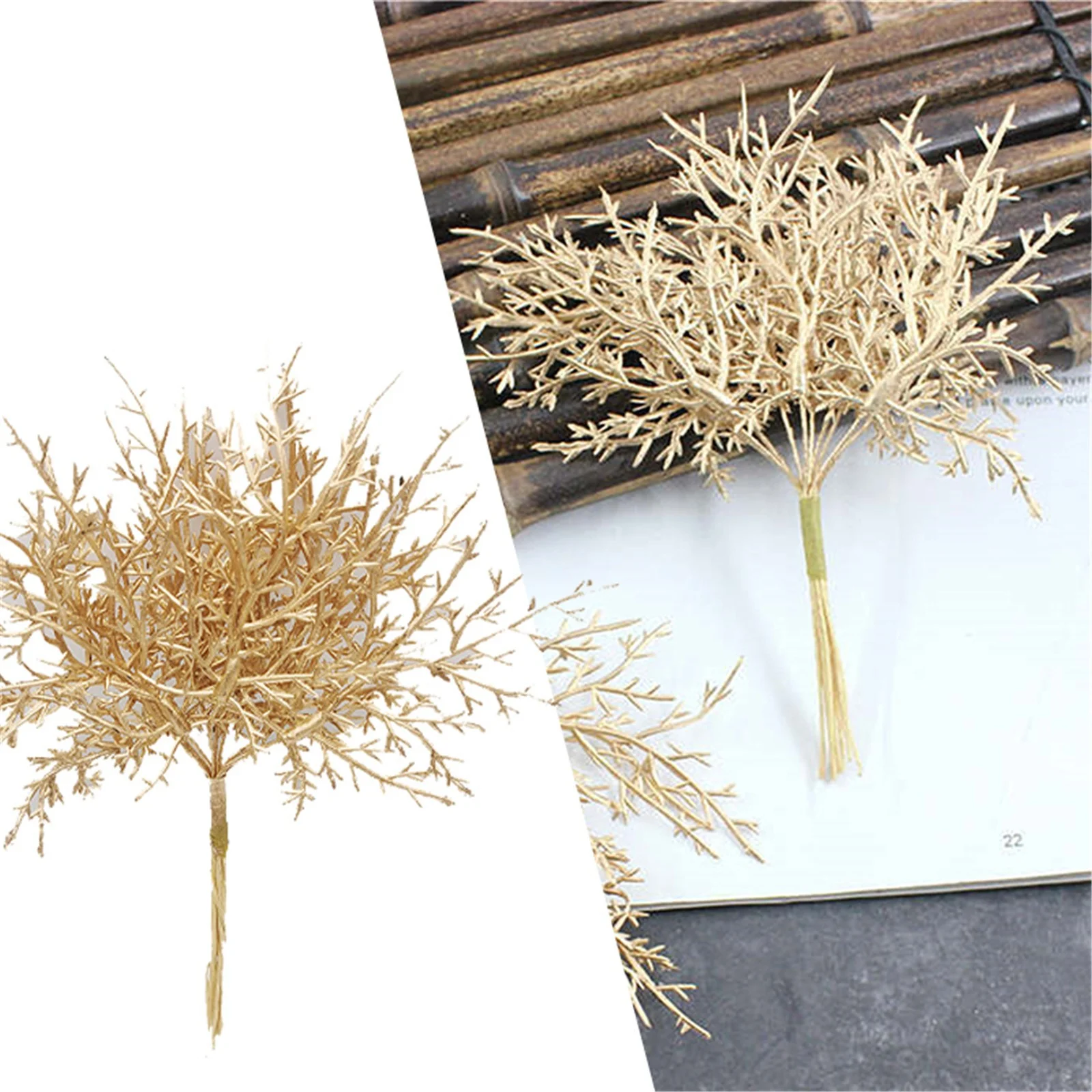 WYQLFSB Living Room Flowers Decoration Christmas Tree Christmas Branch Cedar Tree Gold Silver Nut Branch Garden Decor Gold One Size