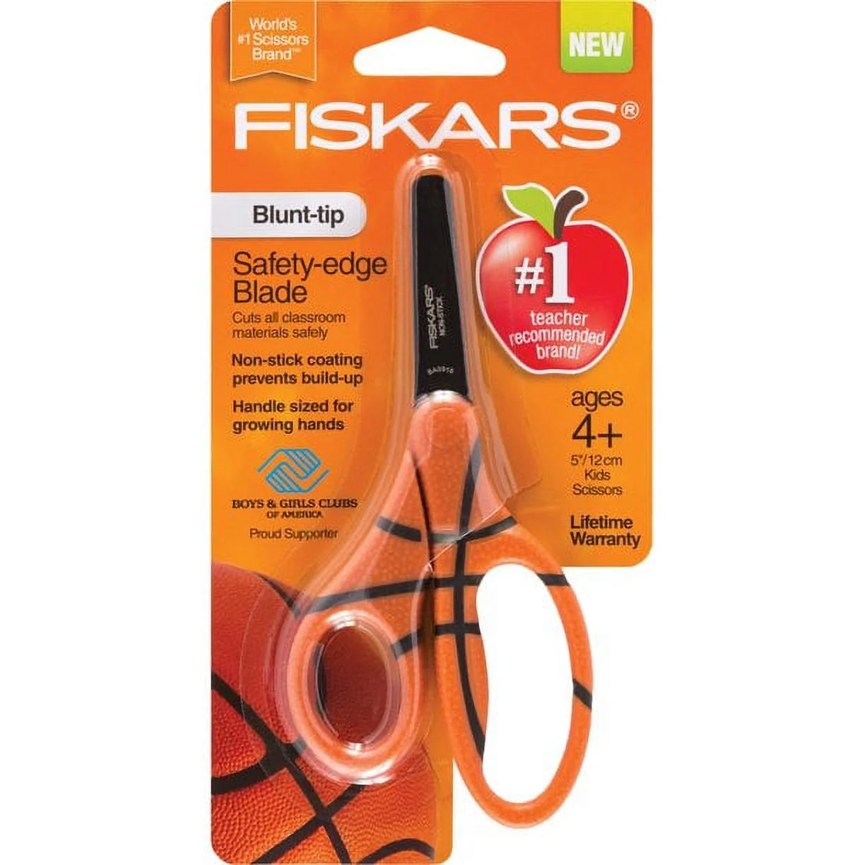 Fiskars MVP Non-stick Blunt-tip Kids Scissors (5 in.) - Basketball