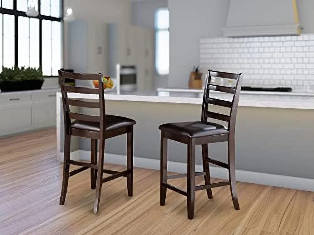 ZWGHLI FAS-CAP-W Fairwind Counter Height Dining Stools - Ladder Back Wood Seat Chairs    Cappuccino