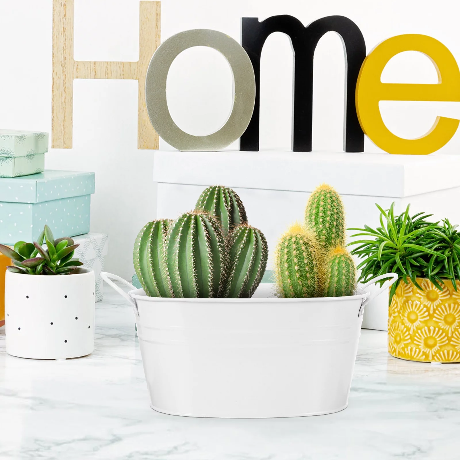 Guichaokj 1pc Vintage Iron Flower Pot Plant Flowerpot Flower Container Hanging Plant Bucket