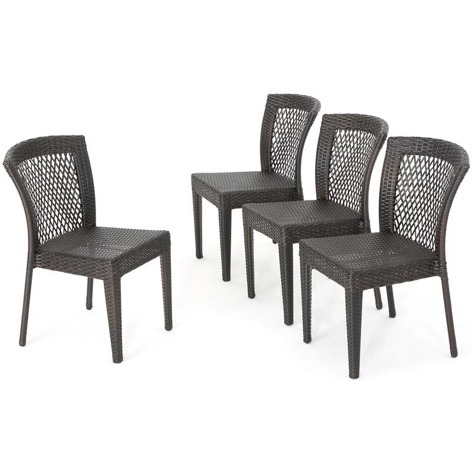 Noble House Dusk Wicker Stacking Patio Dining Side Chair in Brown (Set of 4)