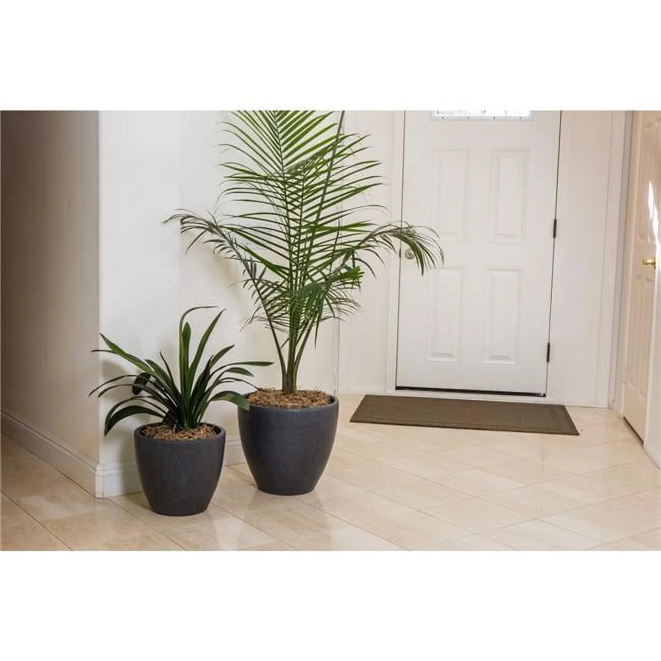 14 x 12 in. Xbrand Modern Nested Black Round Flower Pot Planter, Set of 2