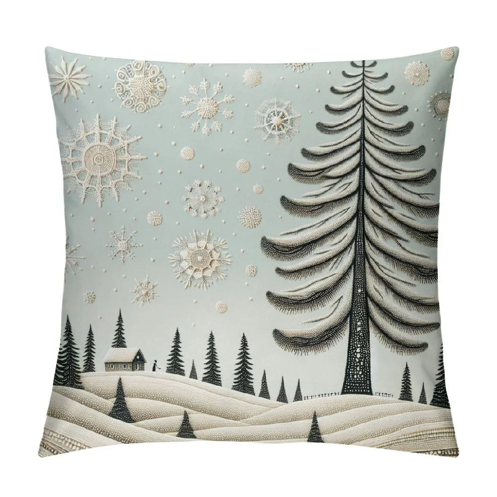 GOSMITH Christmas Pillow Covers Forest Green Pine Spruce Tree Decorative Throw Pillow Cover Winter Holiday Cushion Case for Home Sofa Farmhouse Christmas Decor
