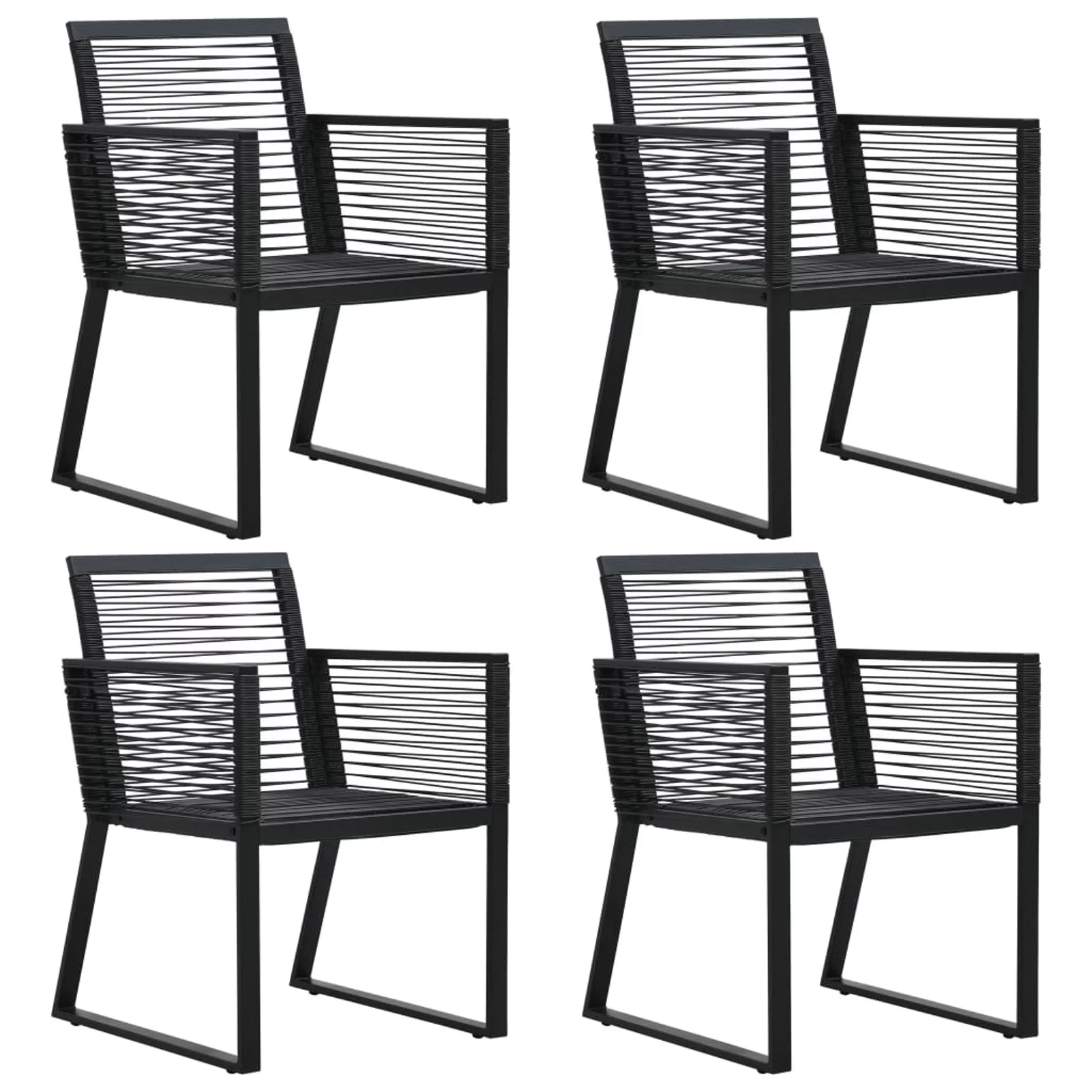 Walmeck Patio Chairs 4 pcs Rope Rattan Black