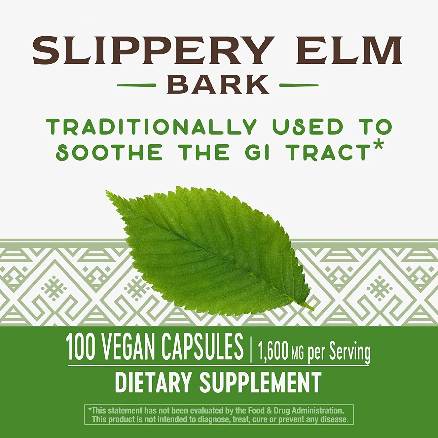 Nature's Way Slippery Elm Bark, Traditional Support to Soothe GI Tract*, 100 Vegan Capsules