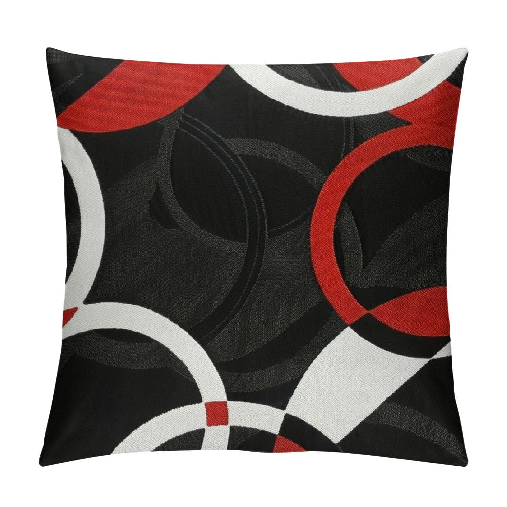 Ollo0ord Cushion Case Black Red and White Pillow Cover for Outdoors Chair Home Bed Sofa Couch Office Modern Rings Cushion Cover for Teens Adult Boys Girls, White