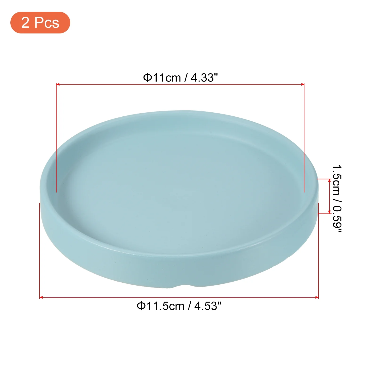 Plant Pot Saucers 4.5 Inch, 2 Pack Ceramic Round Flower Drip Tray for Indoor Outdoor, Turquoise